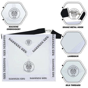 Past Master Masonic Apron Compass & Quadrant with Sun Emblem Machine Embroidery Masonic Hub