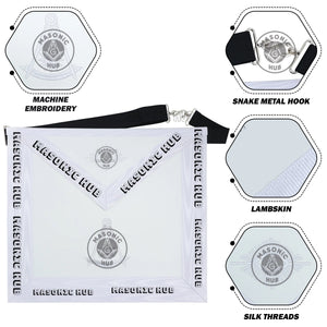 Past Master Masonic Apron Compass & Quadrant with Sun Emblem Machine Embroidery Masonic Hub
