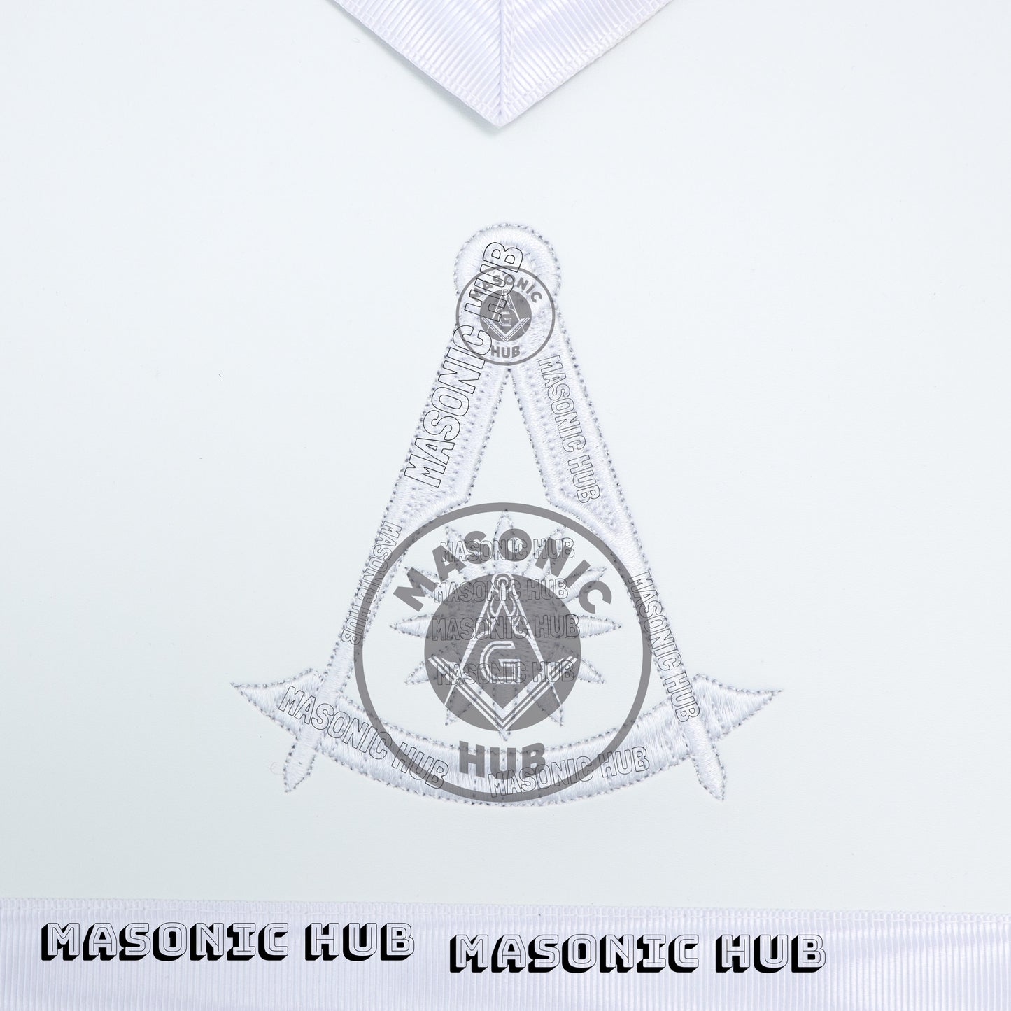 Past Master Masonic Apron Compass & Quadrant with Sun Emblem Machine Embroidery