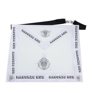 Master Mason Masonic Dress Apron – All White Machine Embroidery All-Seeing Eye Masonic Hub