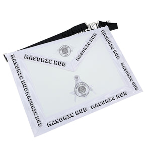 Master Mason Masonic Dress Apron – All White Machine Embroidery All-Seeing Eye Masonic Hub