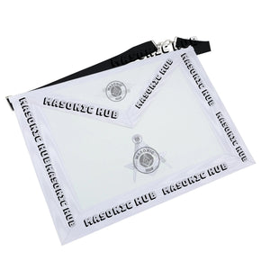 Master Mason Masonic Dress Apron – All White Machine Embroidery All-Seeing Eye Masonic Hub