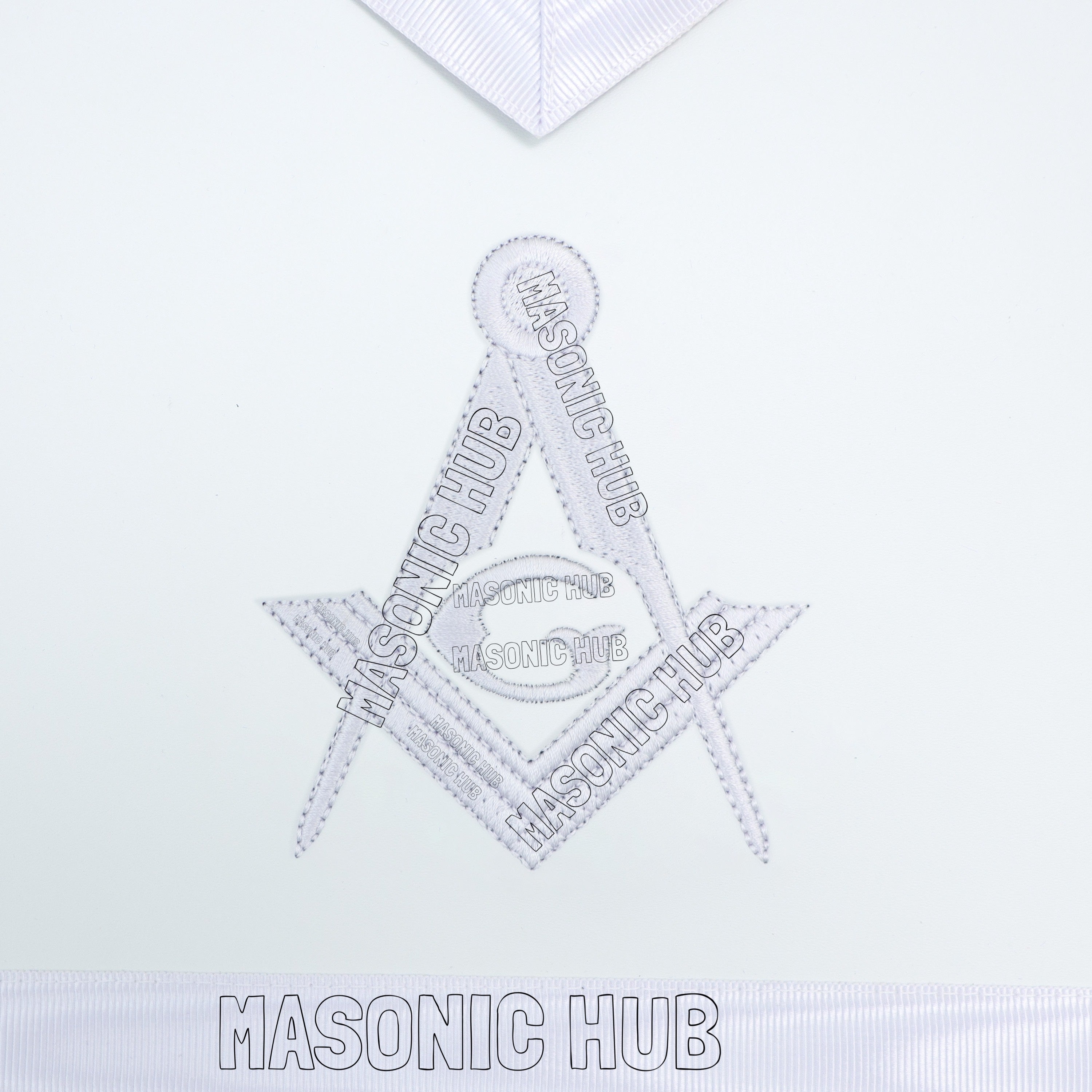 Master Mason Masonic Dress Apron – All White Machine Embroidery All-Seeing Eye Masonic Hub
