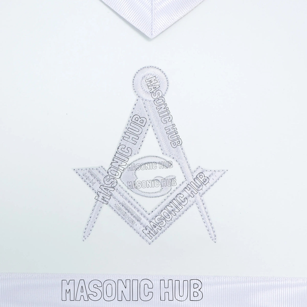Master Mason Masonic Dress Apron – All White Machine Embroidery All-Seeing Eye Masonic Hub
