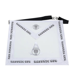 Masonic Past Master Apron – Freemason All White Regalia with Machine Embroidery Masonic Hub