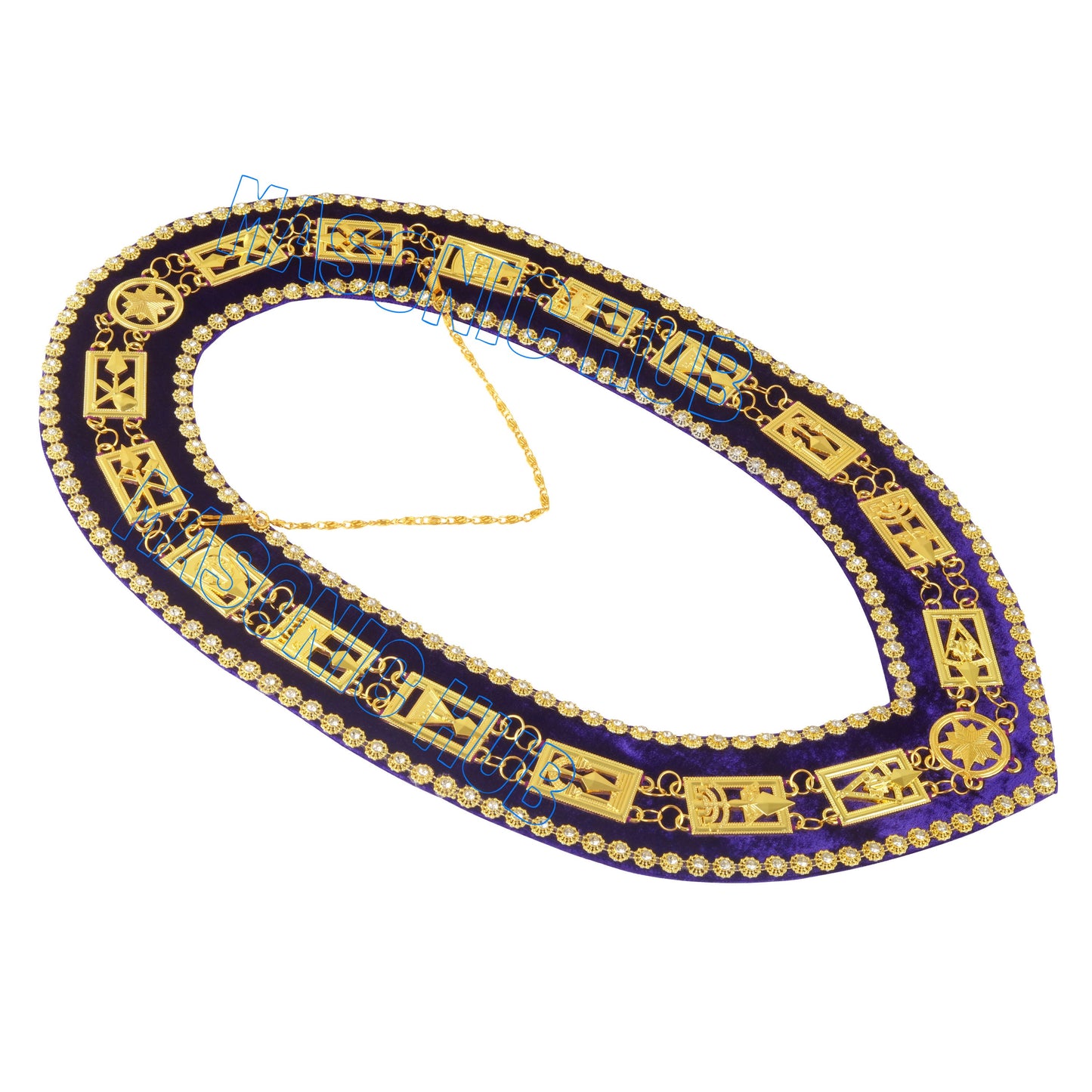Masonic Regalia Cryptic Mason Royal & Select Master Chain Collar With Rhinestones