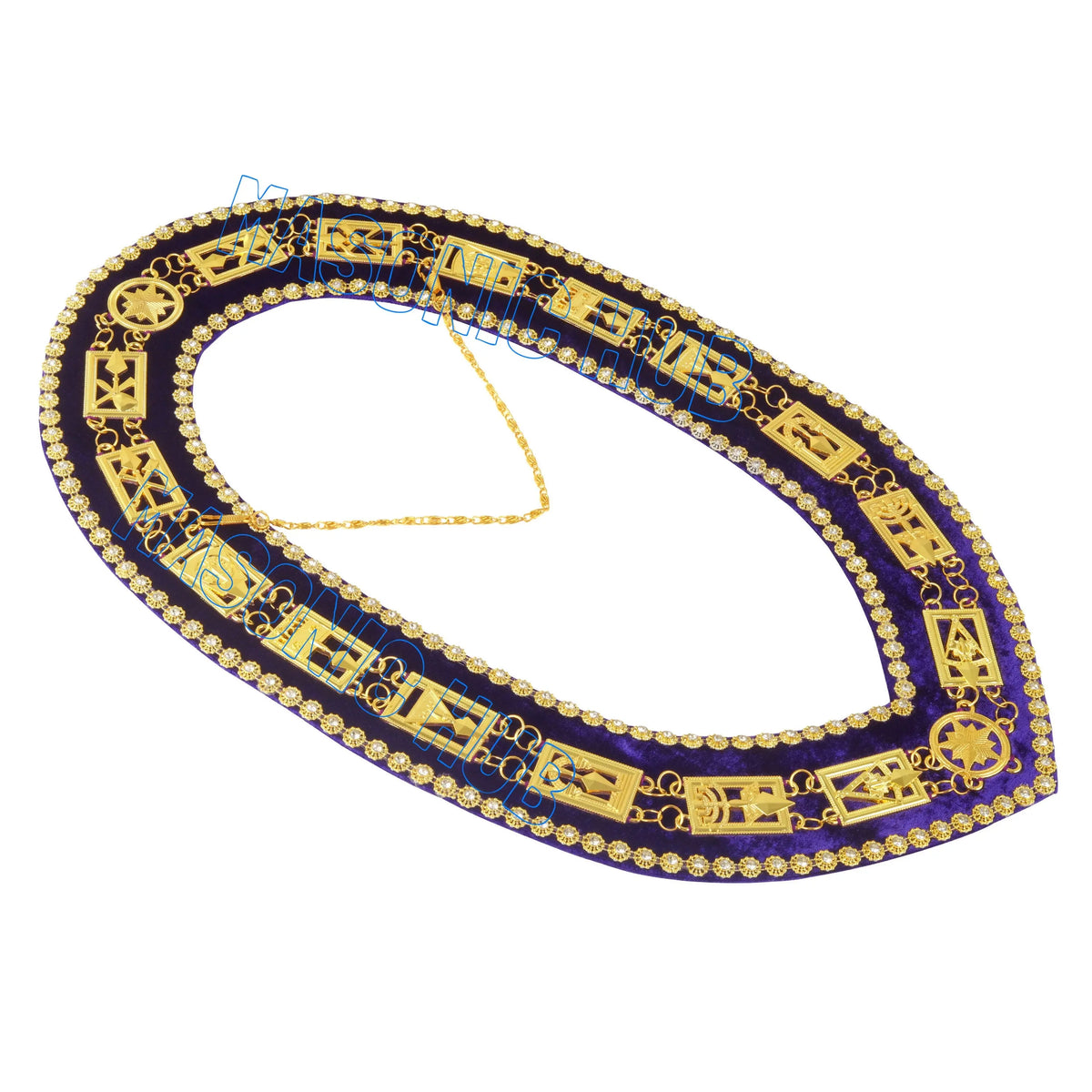 Masonic Regalia Cryptic Mason Royal & Select Master Chain Collar With Rhinestones Masonic Hub