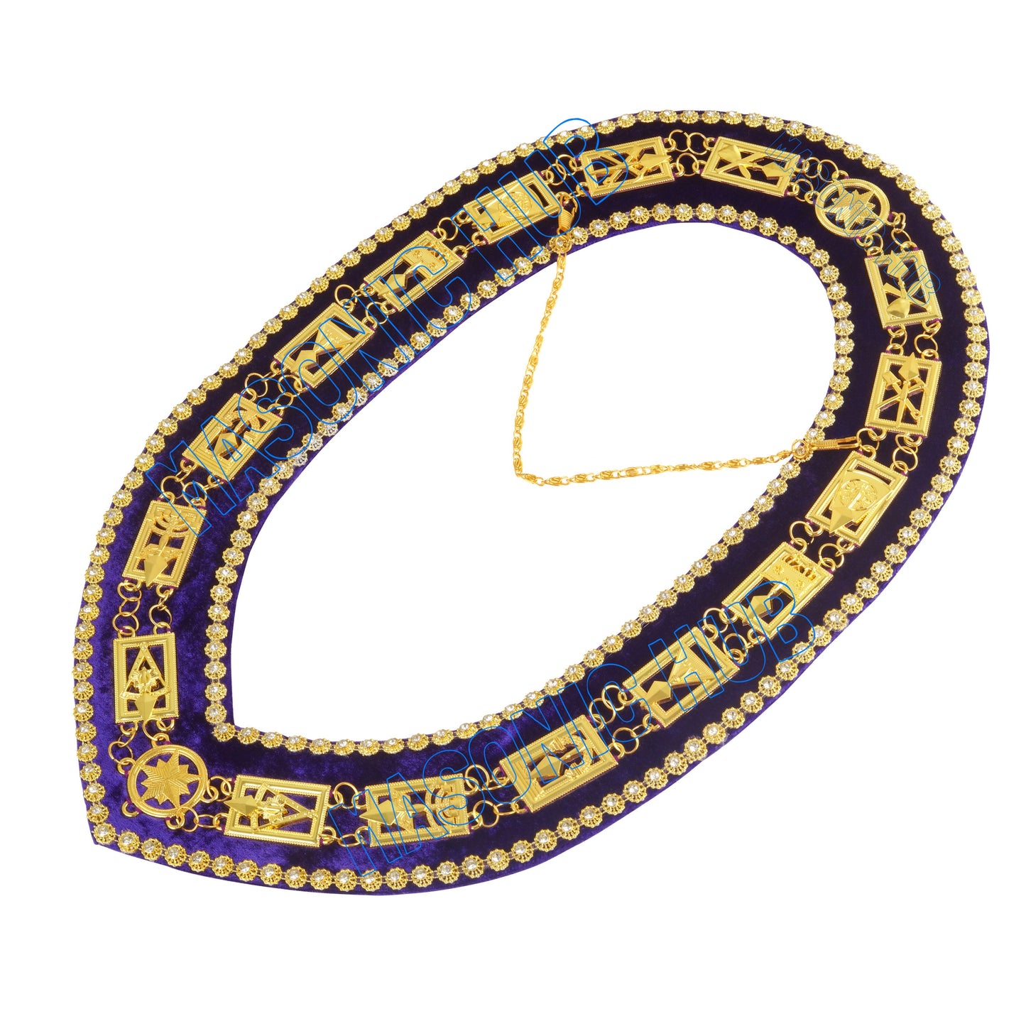 Masonic Regalia Cryptic Mason Royal & Select Master Chain Collar With Rhinestones