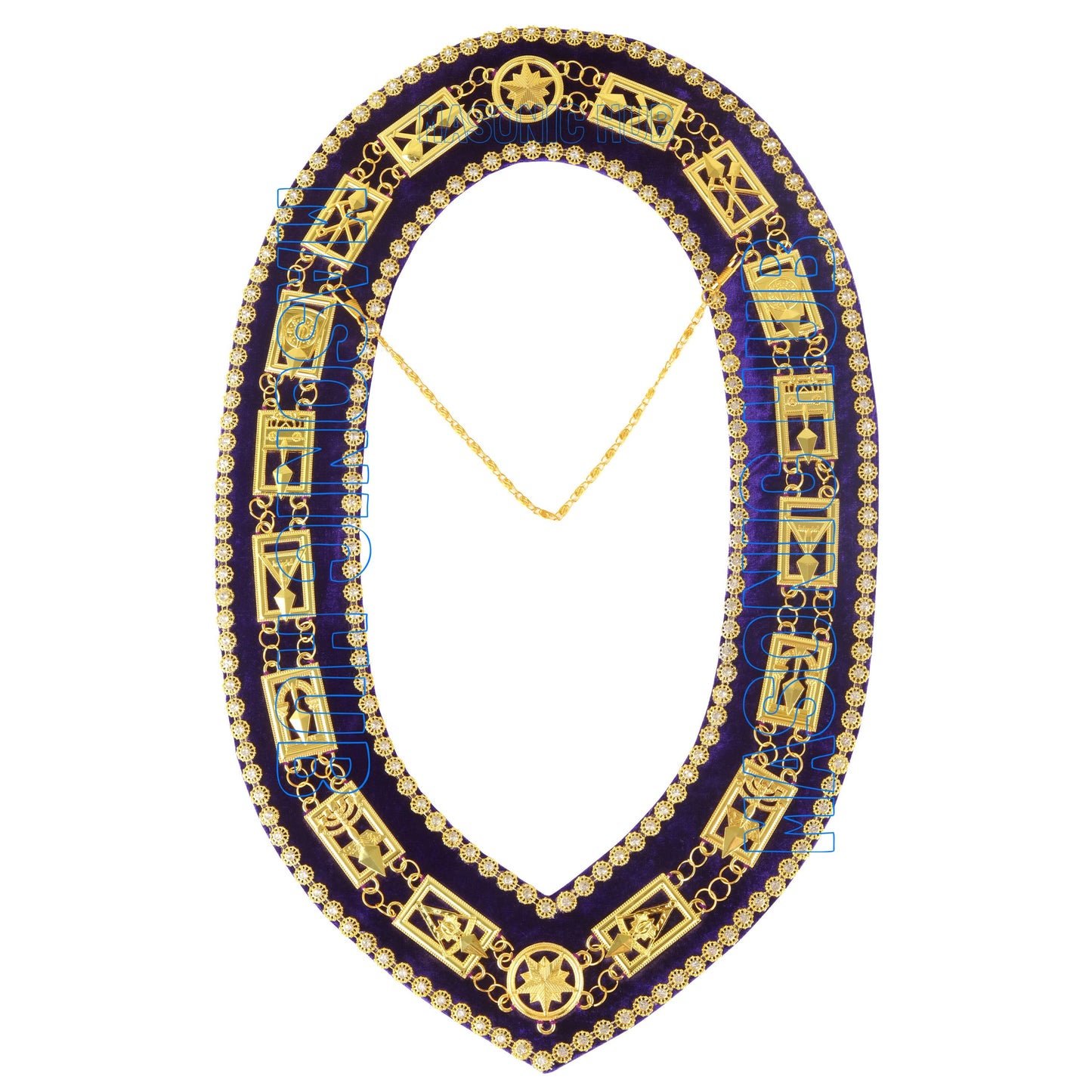 Masonic Regalia Cryptic Mason Royal & Select Master Chain Collar With Rhinestones