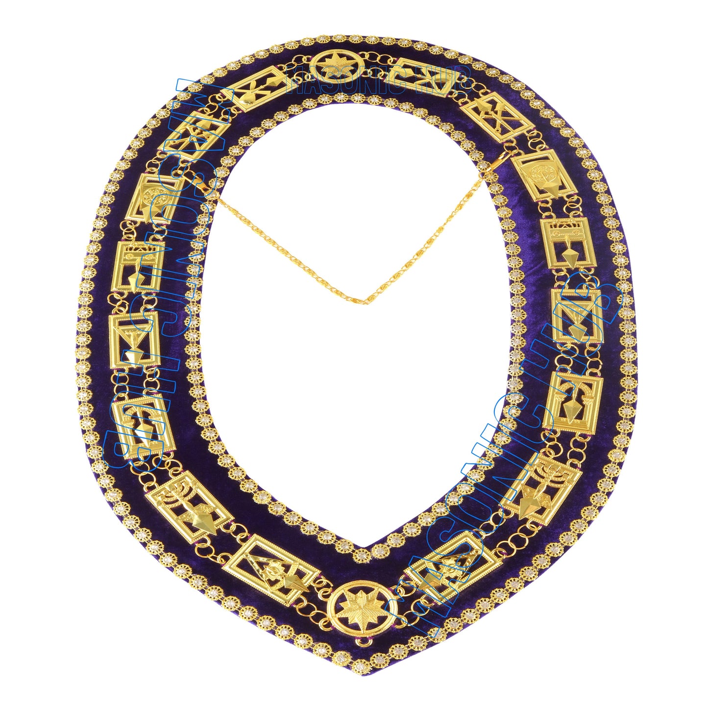 Masonic Regalia Cryptic Mason Royal & Select Master Chain Collar With Rhinestones