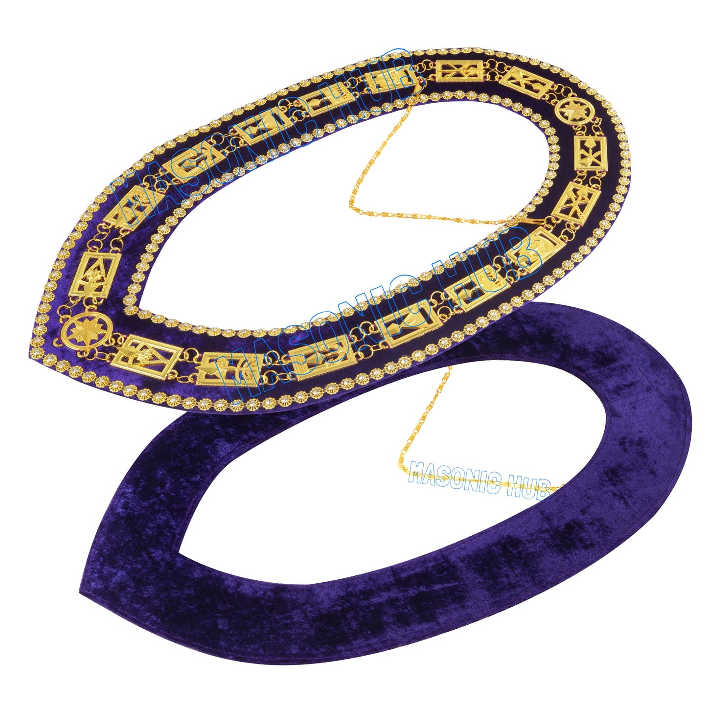 Masonic Regalia Cryptic Mason Royal & Select Master Chain Collar With Rhinestones