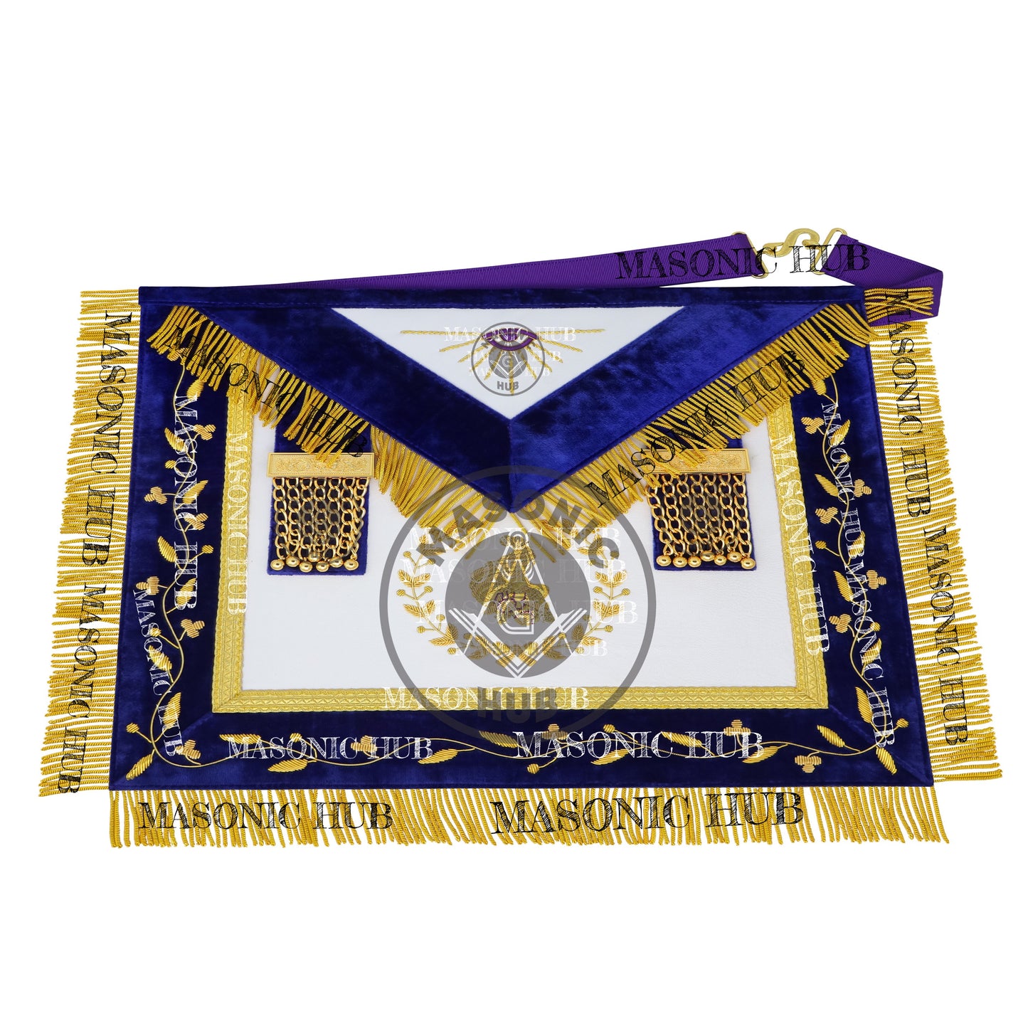 Masonic Grand Lodge Junior Steward Regalia Set – Hand Embroidered Lambskin Apron