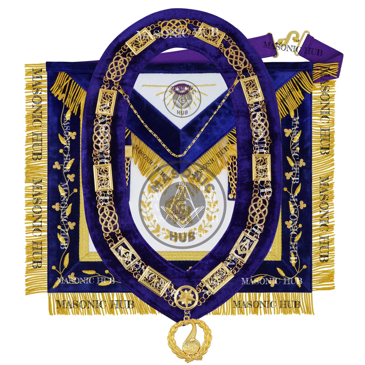 Masonic Grand Lodge Junior Steward Regalia Set – Hand Embroidered Lambskin Apron Masonic Hub