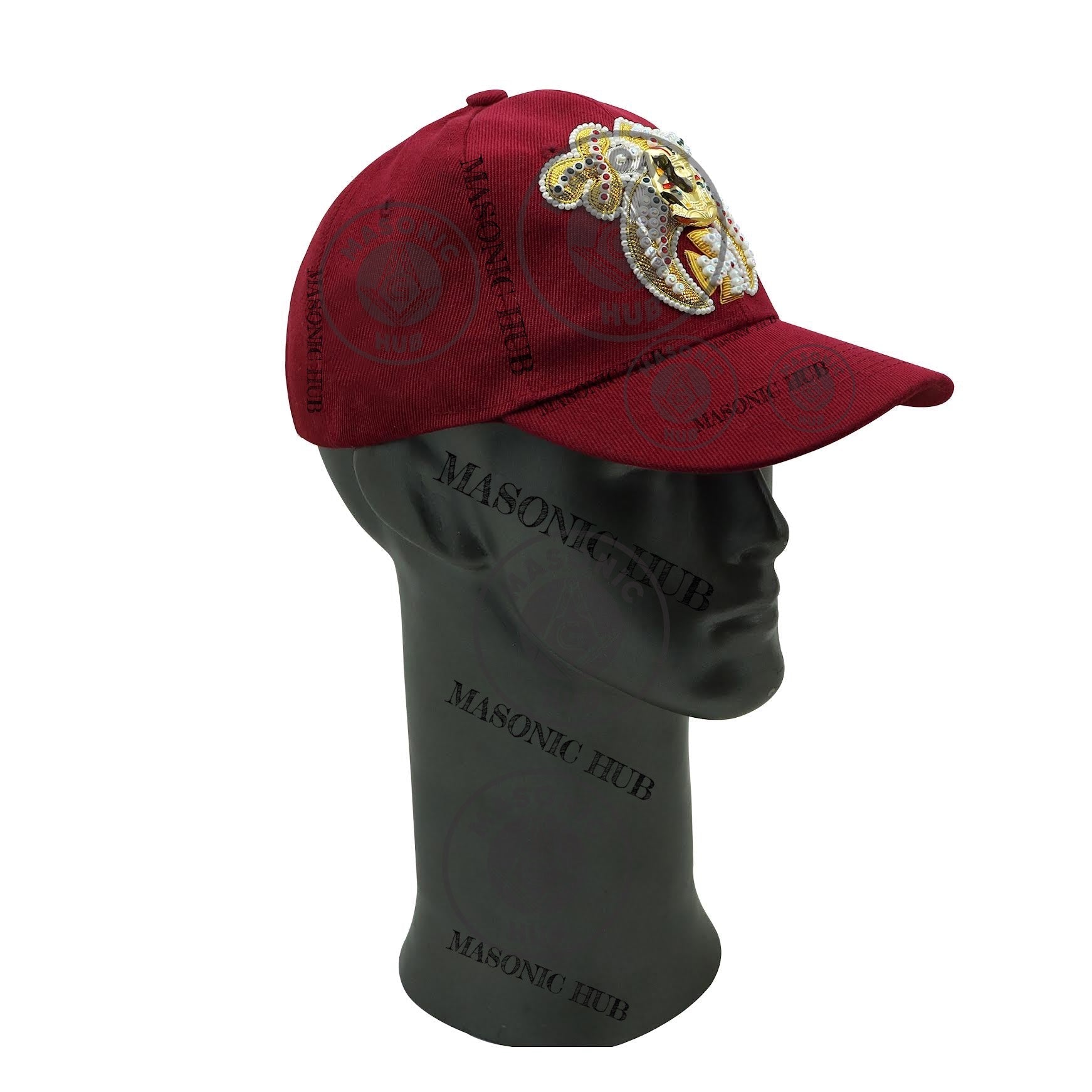 Masonic Shriner Maroon Cap – Handcrafted with Lotus Emblem Rhinestones & Bullion My Store
