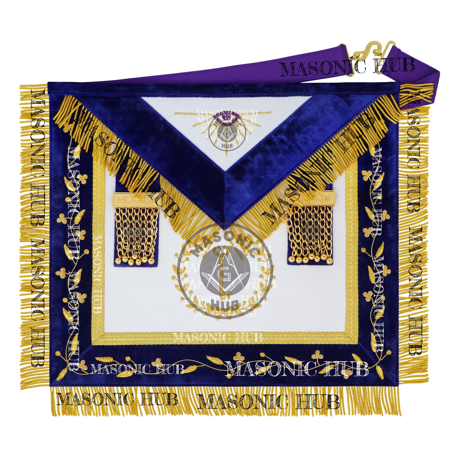 Masonic Grand Lodge Trustee Regalia Set – Hand Embroidered Lambskin Apron