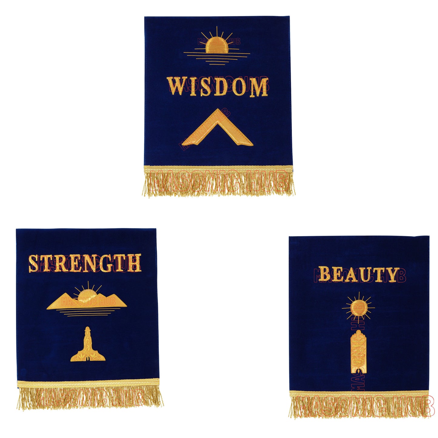Handcrafted Masonic Blue Lodge Pedestal Covers – Set of Three