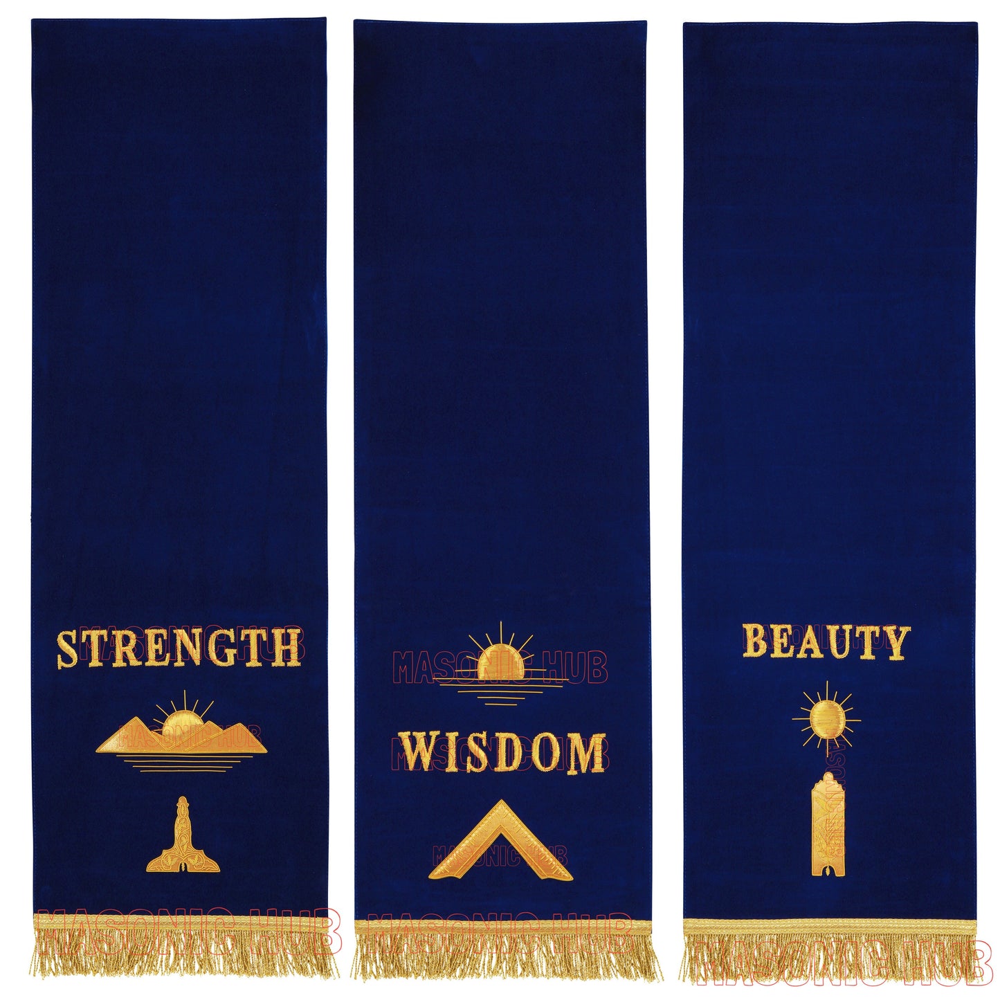 Handcrafted Masonic Blue Lodge Pedestal Covers – Set of Three