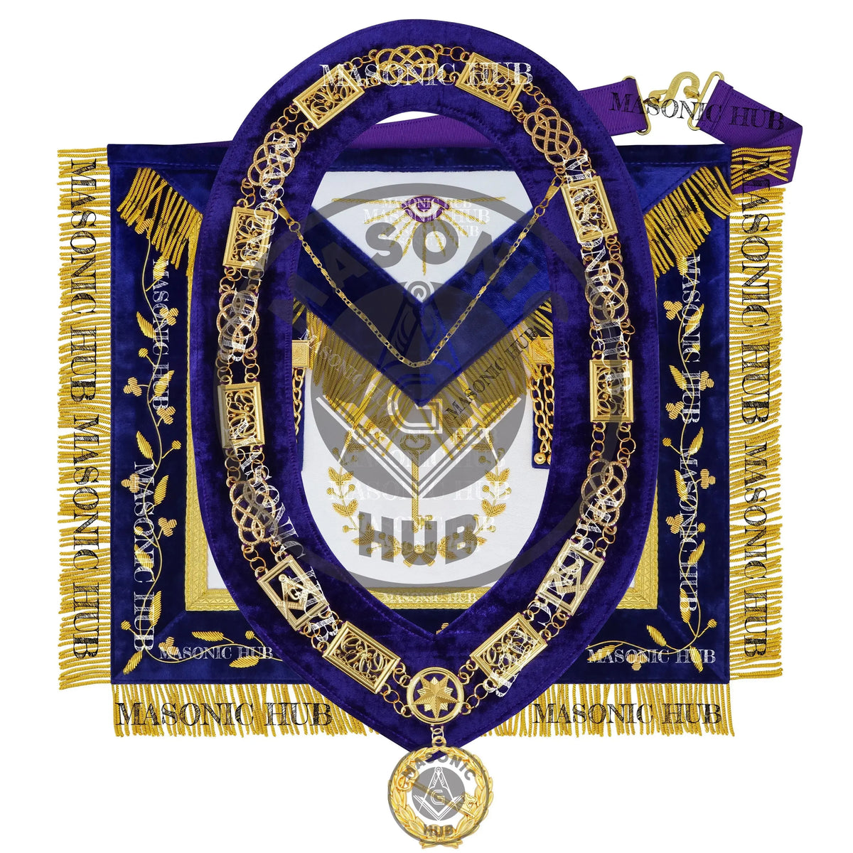 Masonic Grand Lodge Trustee Regalia Set – Hand Embroidered Lambskin Apron Masonic Hub