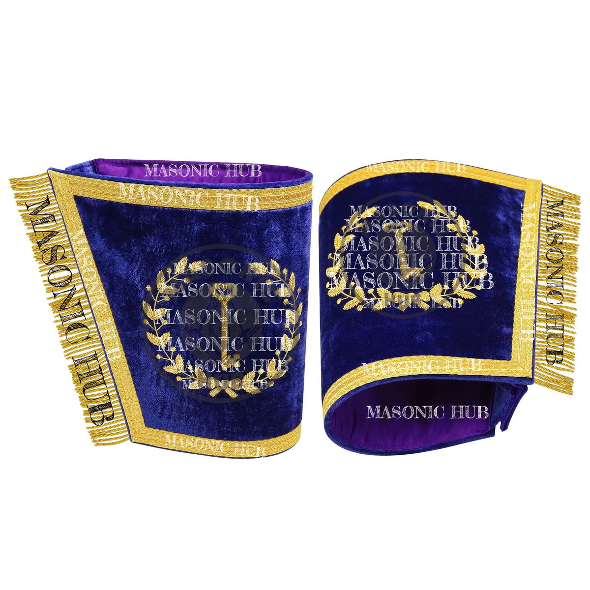 Masonic Grand Lodge Trustee Cuffs Set – Hand Embroidered Gold Bullion Masonic Hub