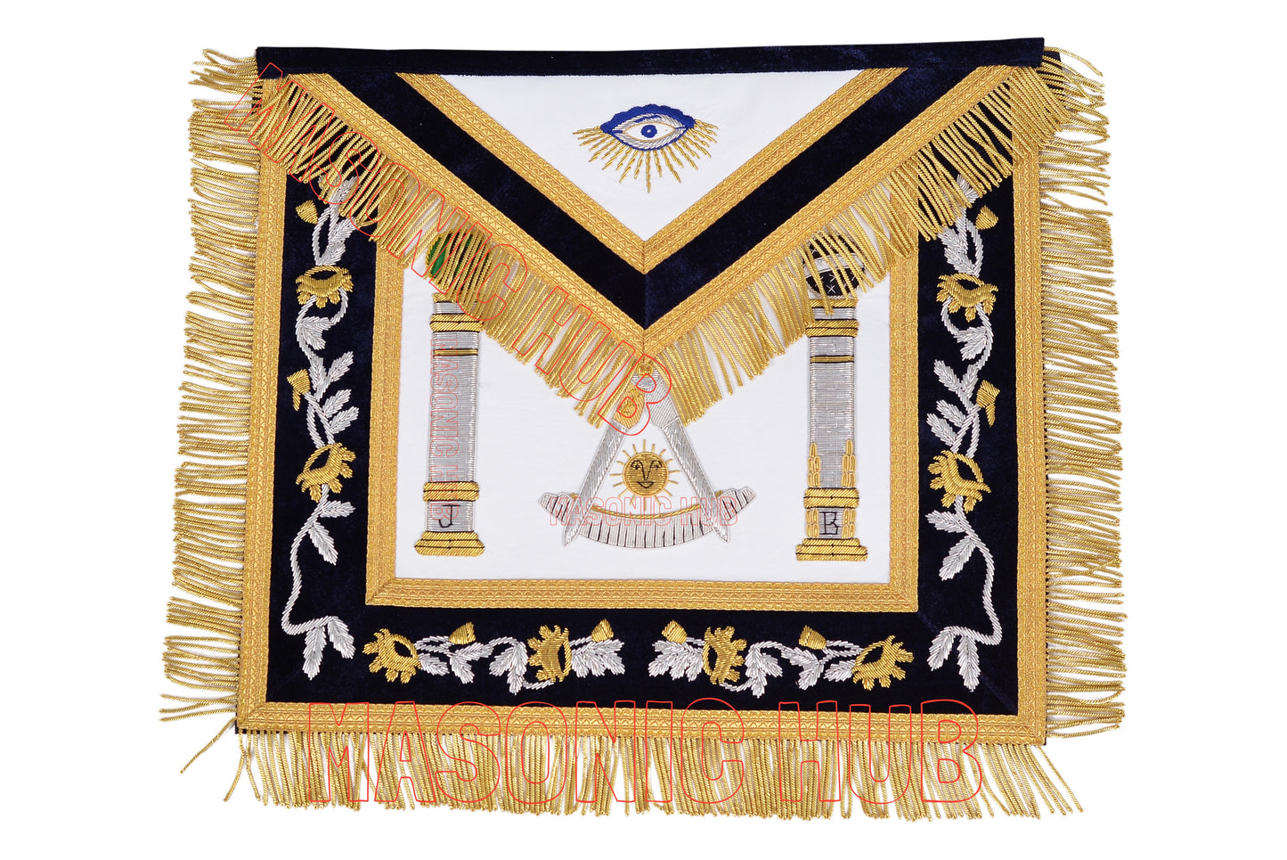 Masonic Past Master Apron – 100% Lambskin, Handcrafted with Gold & Silver Bullion Embroidery