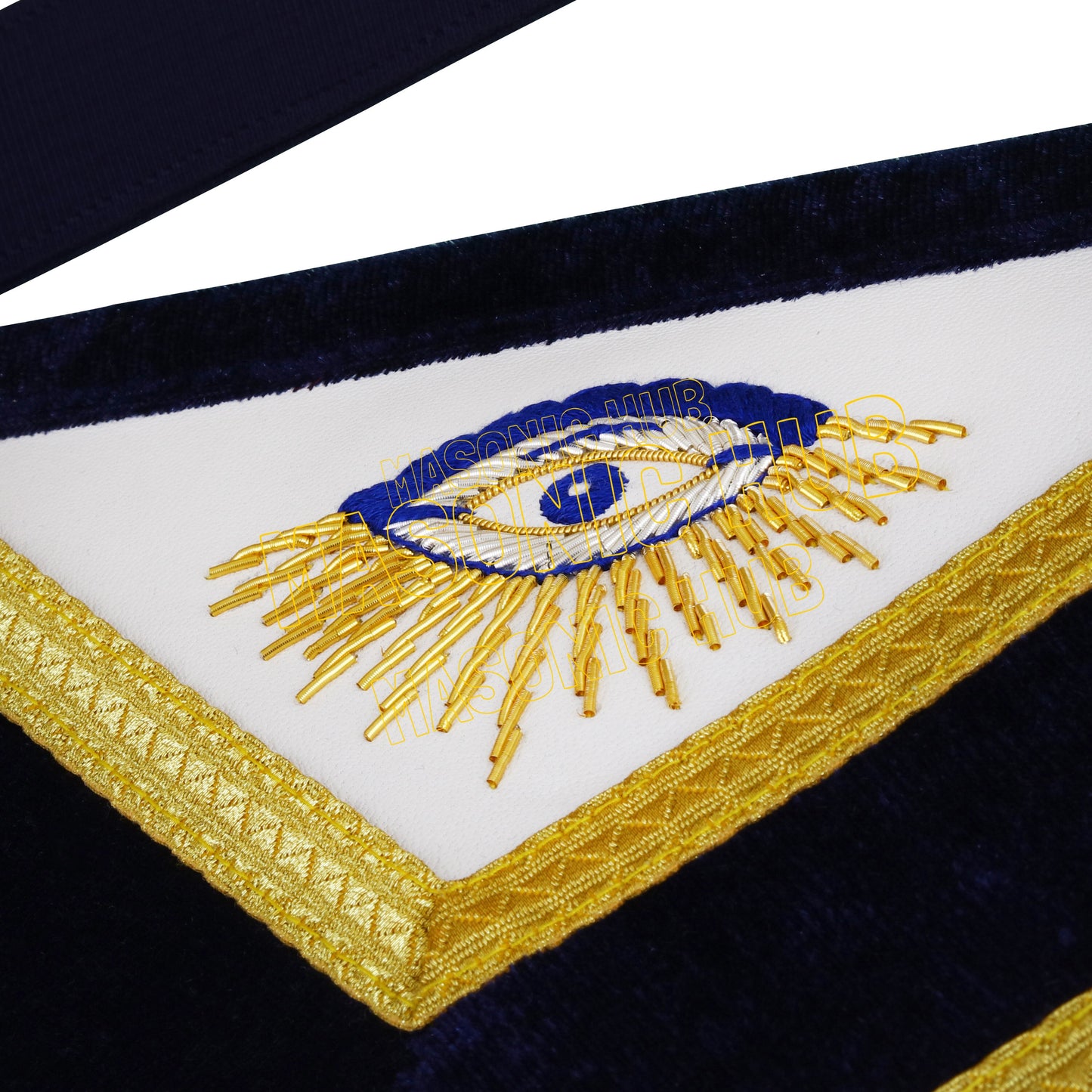 Masonic Past Master 100% Lambskin Apron – Hand-Embroidered Gold & Silver Bullion