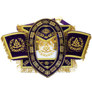 MASONIC GRAND LODGE PAST MASTER 100% LAMBSKIN APRON WITH CHAIN COLLA + CUFFS SET Masonic Hub