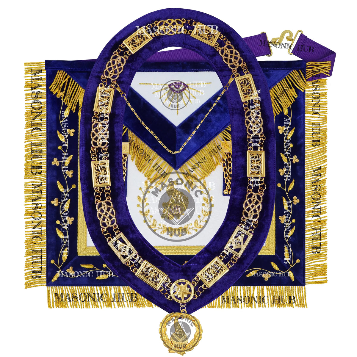 Masonic Grand Lodge Senior Steward Regalia Set – Hand Embroidered Lambskin Apron Masonic Hub