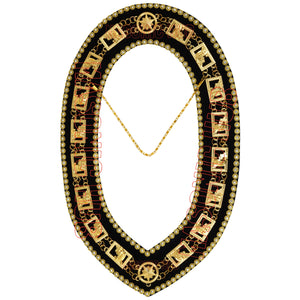 Masonic Knights Templar Commandery Chain Collar - Gold Plated with Rhinestones Masonic Hub