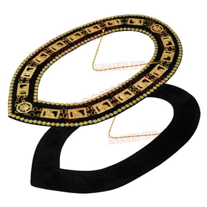 Masonic Knights Templar Commandery Chain Collar - Gold Plated with Rhinestones Masonic Hub