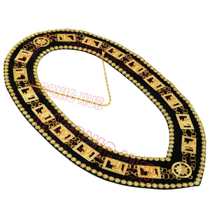 Masonic Knights Templar Commandery Chain Collar - Gold Plated with Rhinestones Masonic Hub