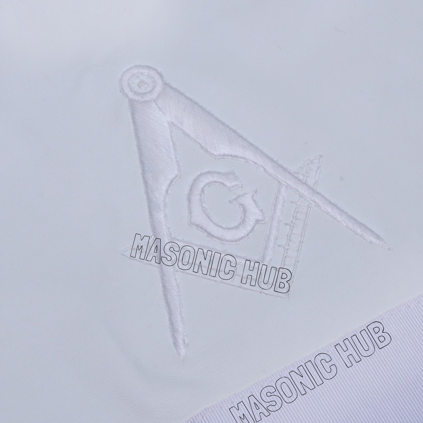 Masonic All-White Hand-Embroidered Master Mason Apron & Plain White Gloves