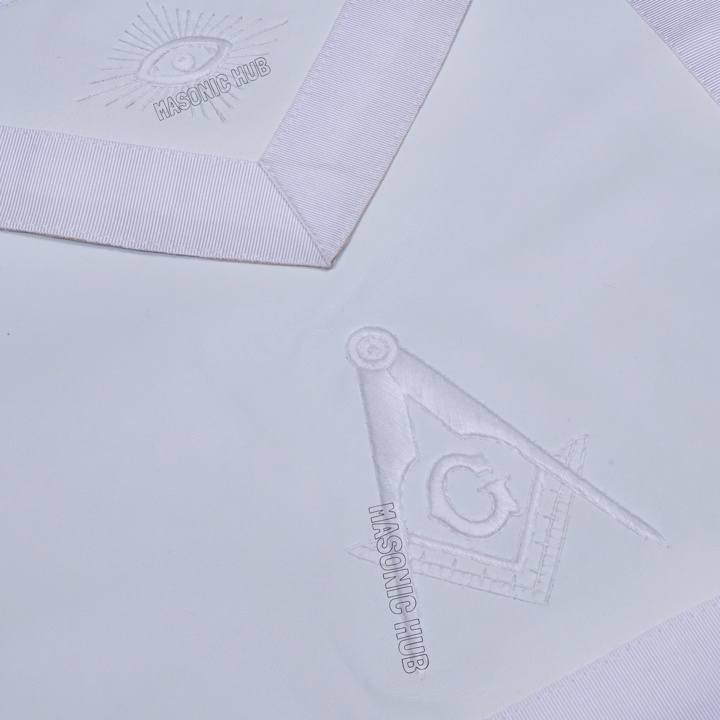 MASONIC ALL WHITE HAND EMBROIDERED MASTER MASON 100% LAMBSKIN APRON