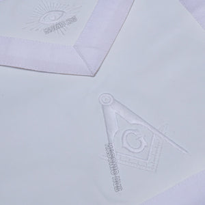 Masonic All-White Hand-Embroidered Master Mason Apron & Plain White Gloves Masonic Hub