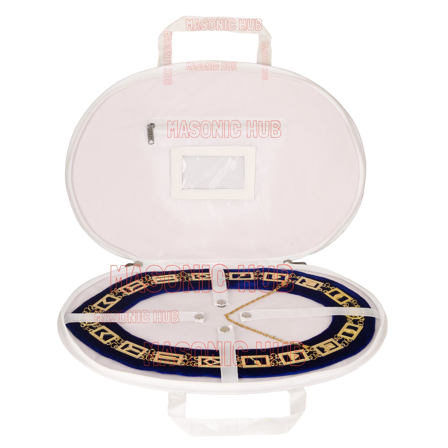 Masonic Regalia White Chain Collar Case With Soft Padded Lining - Faux Leather