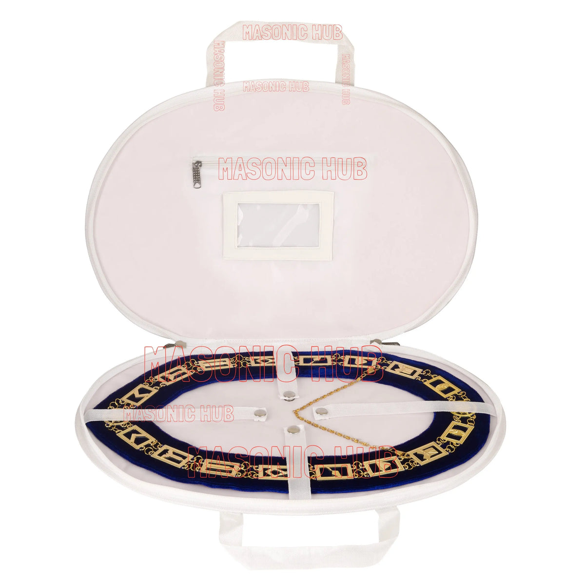Masonic Regalia White Chain Collar Case With Soft Padded Lining - Faux Leather Masonic Hub