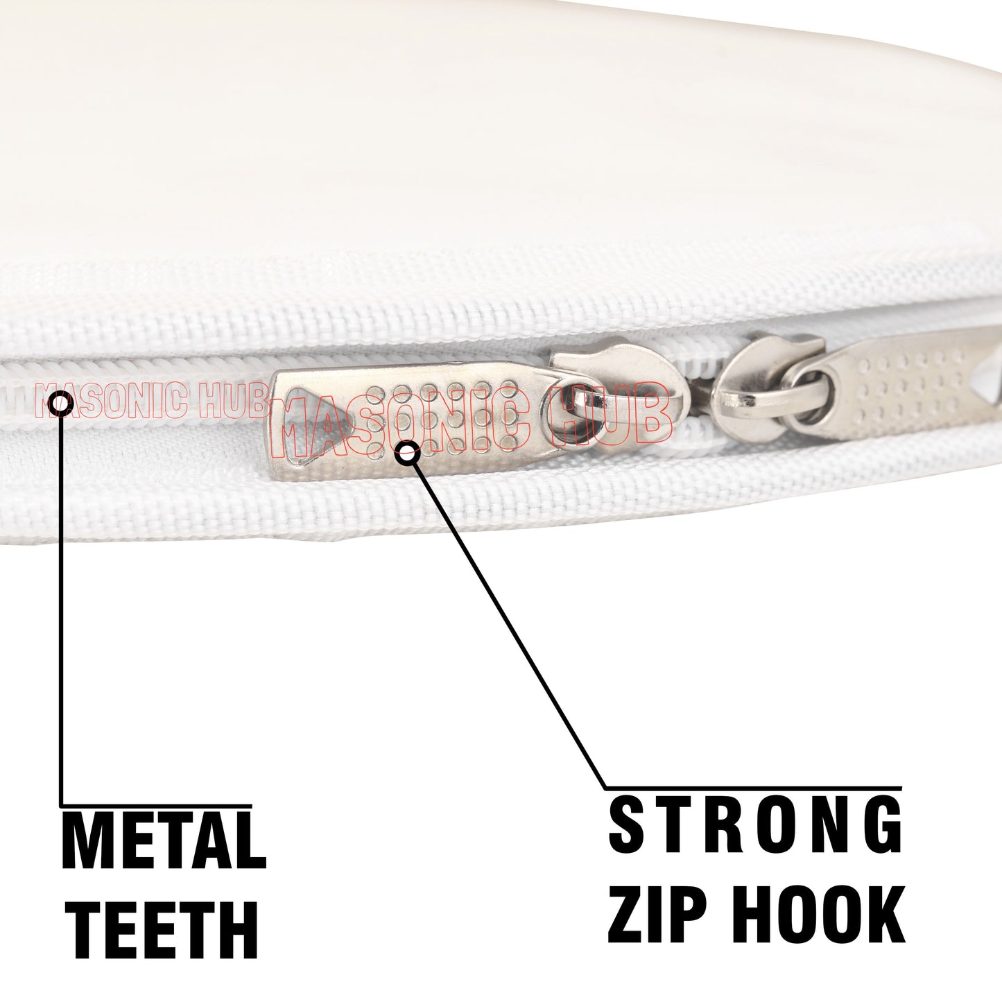 Masonic Regalia White Chain Collar Case With Soft Padded Lining - Faux Leather