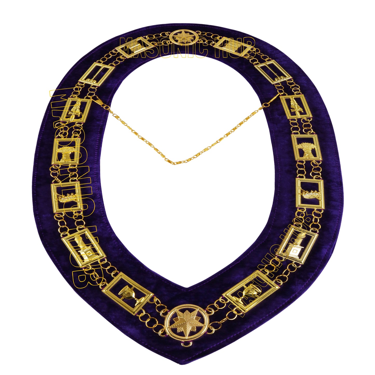 Handmade OES Masonic Apron Set – Eastern Star Apron with G Compass & Square, Chain Collar, Gloves, , and Apron Case