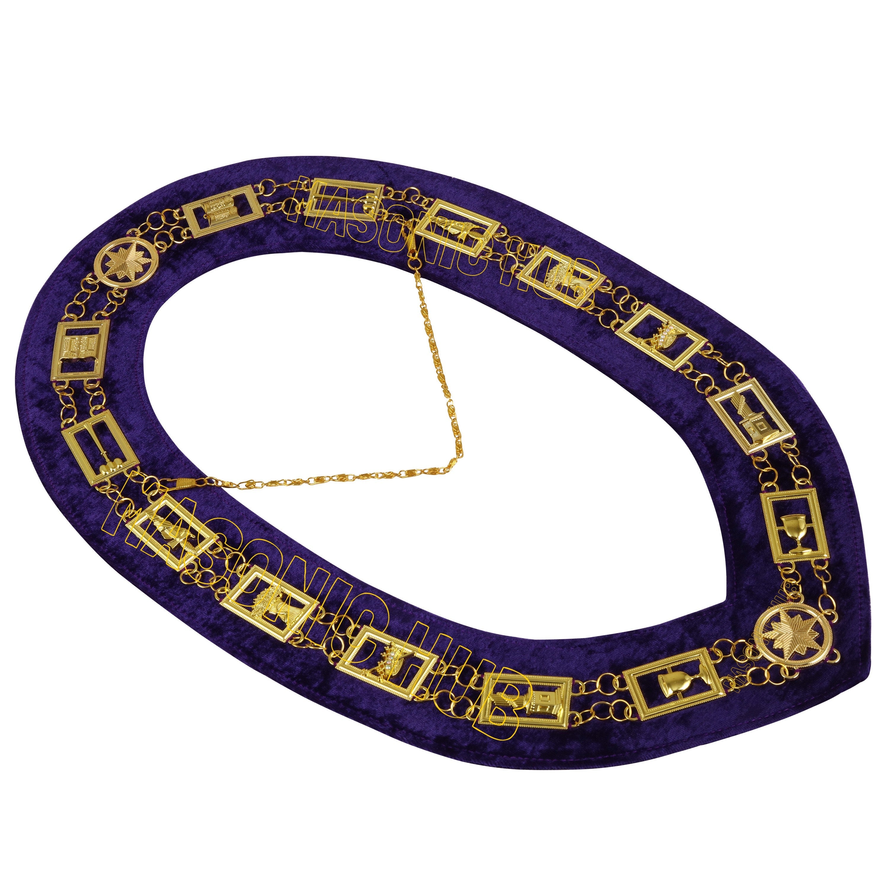 Masonic Regalia OES Order of Star Metal Chain Collar PURPLE Backing Masonic Hub