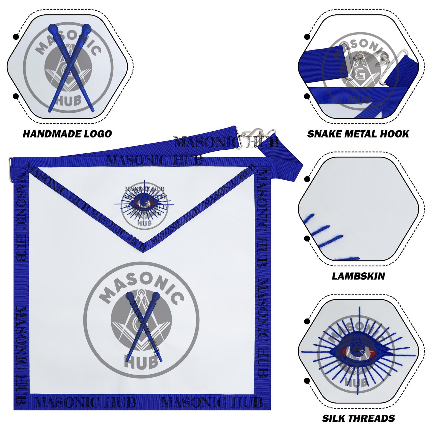 Masonic Master of Ceremonies All-Seeing Eye Lambskin Apron – Texas Regulation Blue Lodge Officer