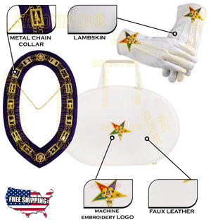 MASONIC OES LOGO CHAIN COLLAR CASE & OES CHAIN COLAR WITH LAMBSKIN GLOVES Masonic Hub