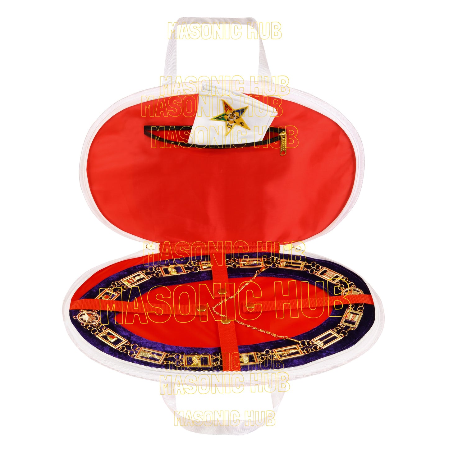 MASONIC OES LOGO CHAIN COLLAR CASE & OES CHAIN COLAR WITH LAMBSKIN GLOVES
