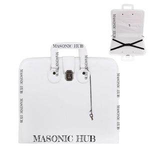Masonic Regalia White Faux Leather Masonic Apron Soft Case with Handle Masonic Hub