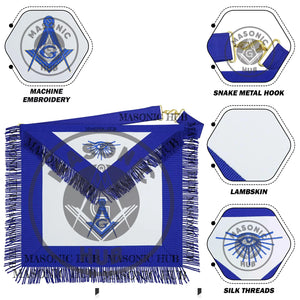 Masonic Regalia Apron – Master Mason Blue Lodge Apron with Embroidery & Fringe Masonic Hub