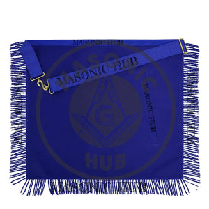 Masonic Past Master Apron – Compass & Quadrant with Sun, Embroidered & Fringe Masonic Hub