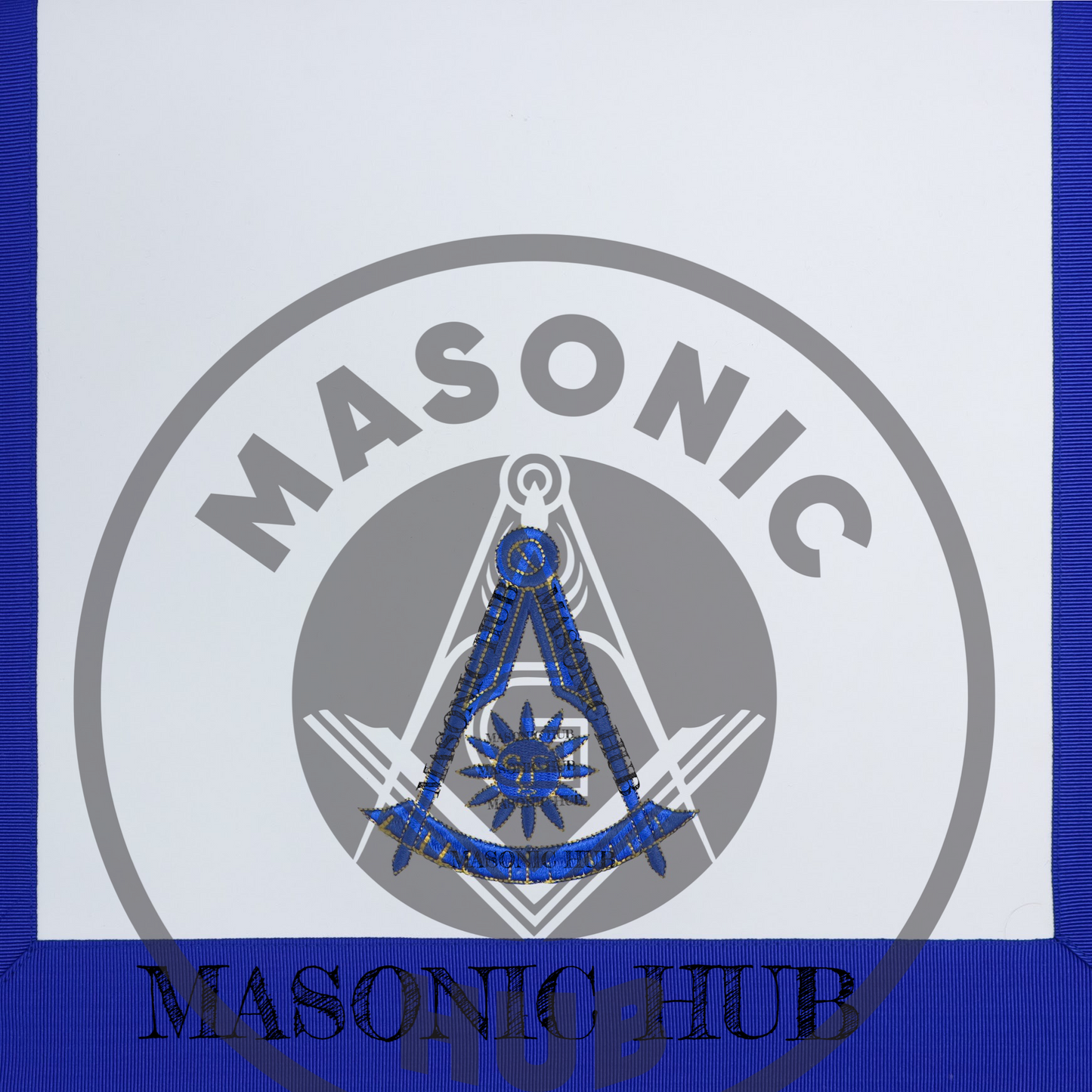 Masonic Past Master Apron – Compass & Quadrant with Sun, Embroidered & Fringe