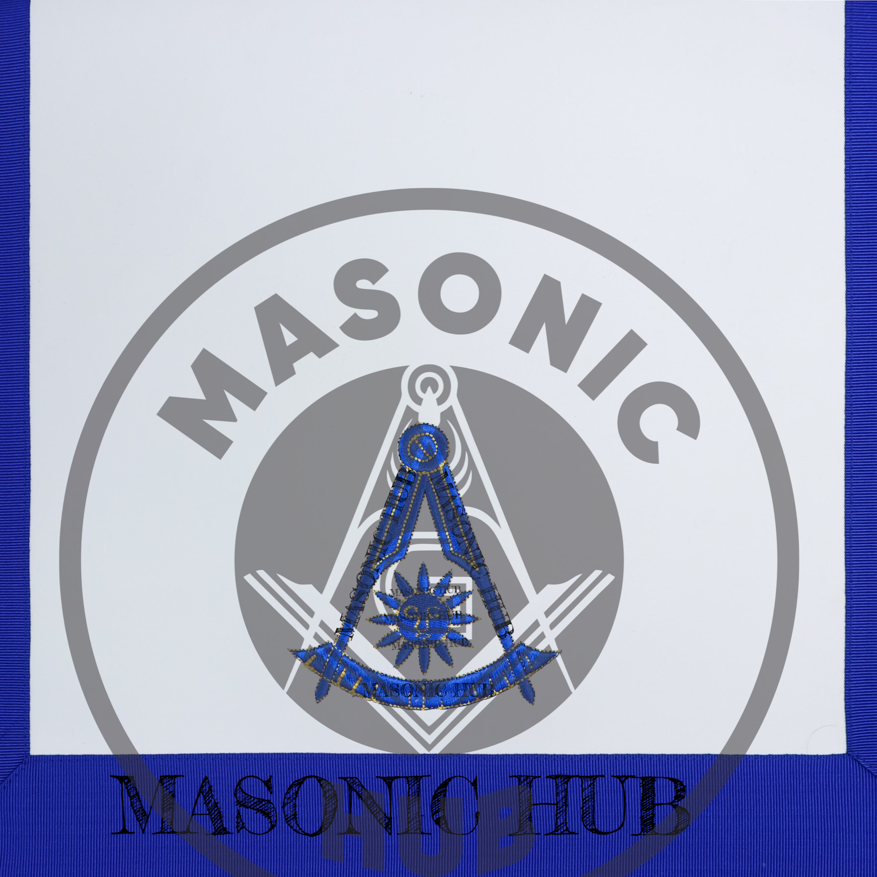 Masonic Past Master Apron – Compass & Quadrant with Sun, Embroidered & Fringe Masonic Hub