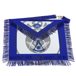 Masonic Past Master Apron – Compass & Quadrant with Sun, Embroidered & Fringe Masonic Hub