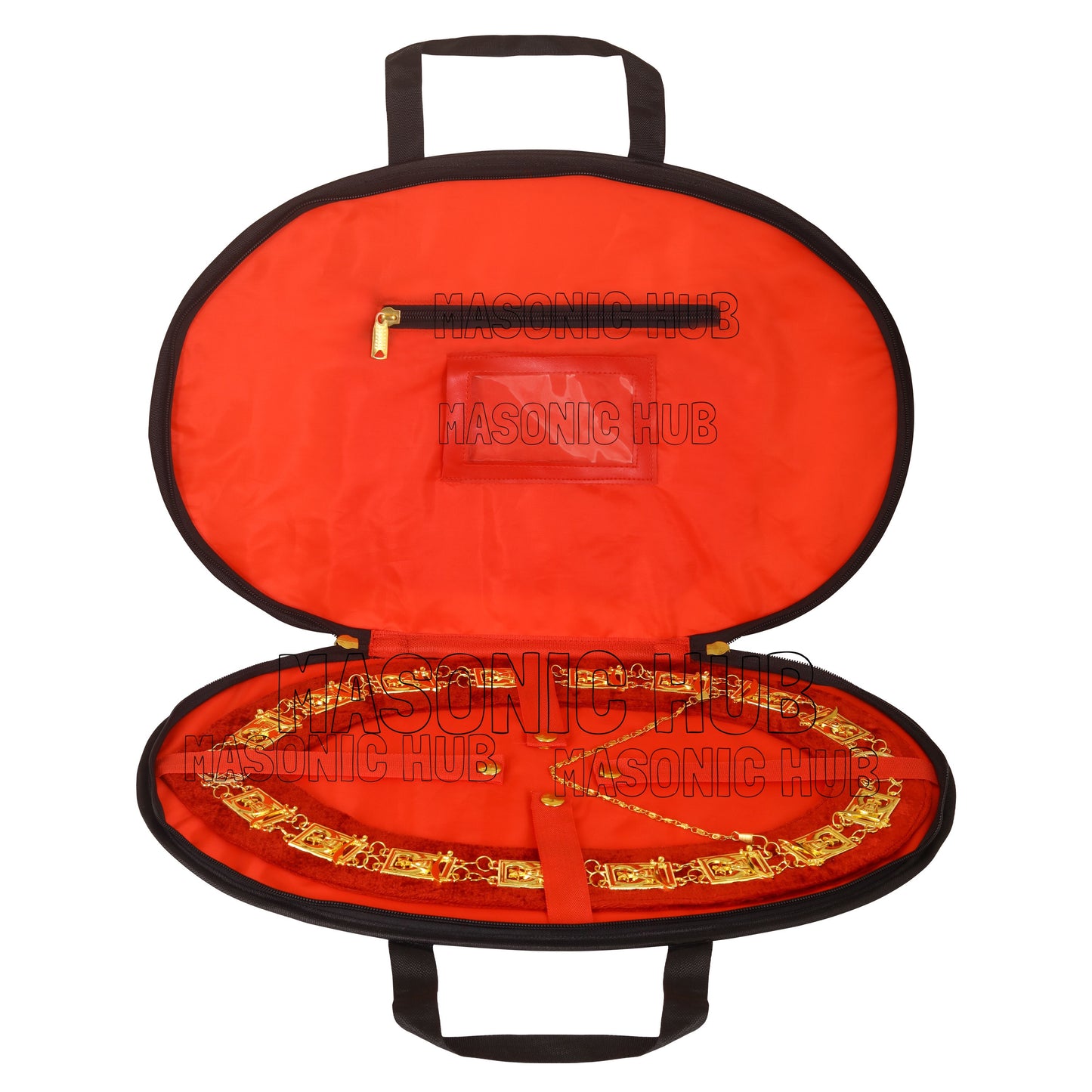 MASONIC SHRINER LOGO CHAIN COLLAR CASE WITH CHAIN COLAR & GLOVES + FREE JEWEL