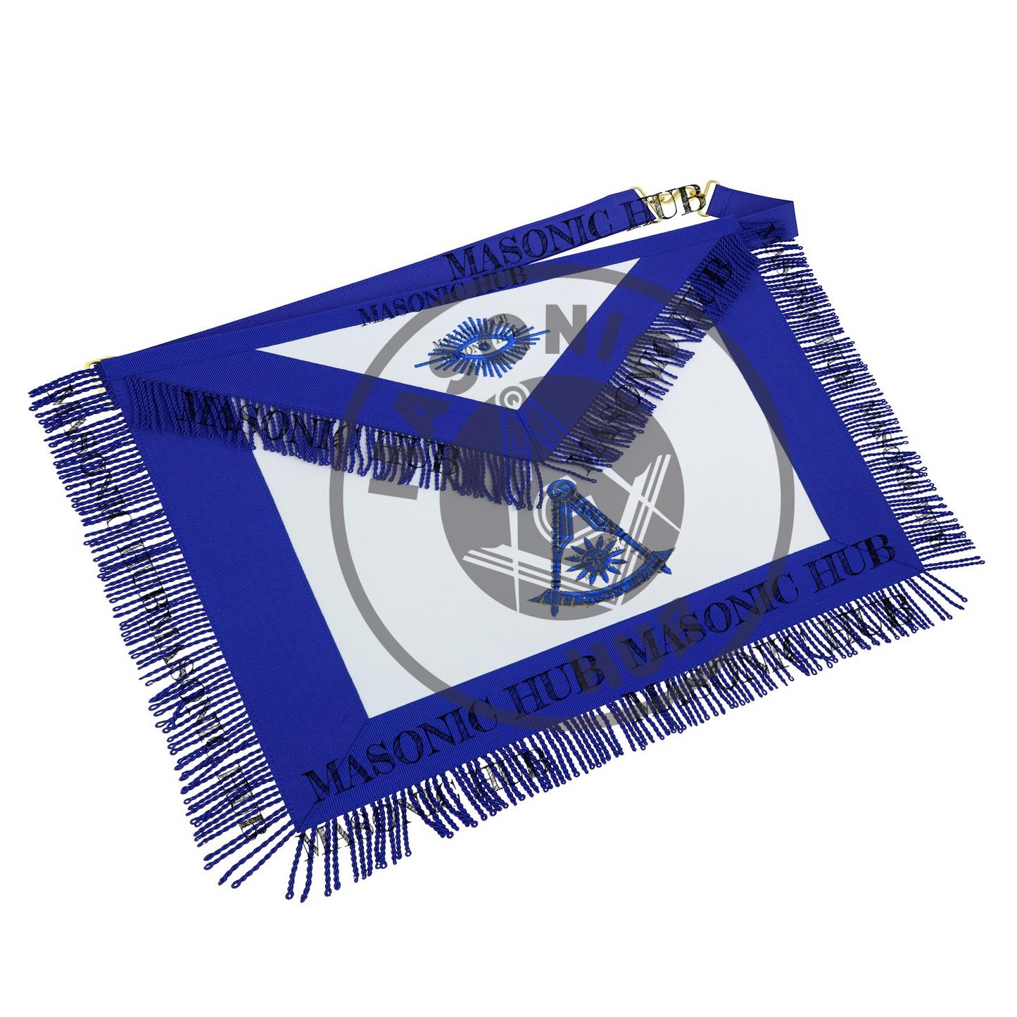 Masonic Past Master Apron – Compass & Quadrant with Sun, Embroidered & Fringe