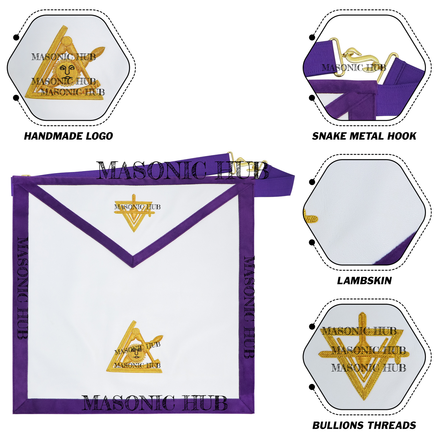 Masonic Past Thrice Illustrious Master (PTIM) Lambskin Apron – Texas Regulation